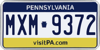 PA license plate MXM9372