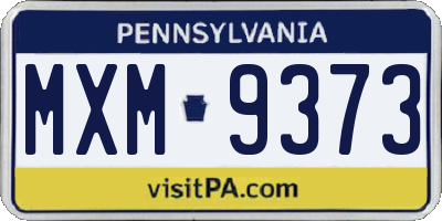 PA license plate MXM9373