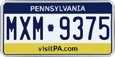 PA license plate MXM9375