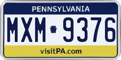 PA license plate MXM9376