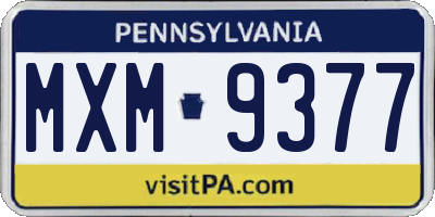 PA license plate MXM9377