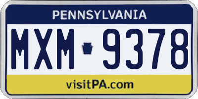 PA license plate MXM9378