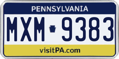 PA license plate MXM9383
