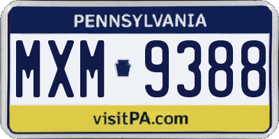 PA license plate MXM9388