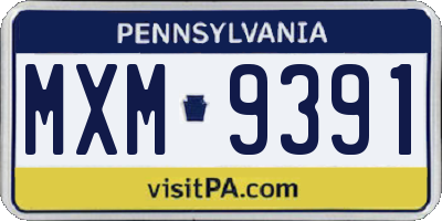 PA license plate MXM9391