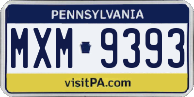 PA license plate MXM9393