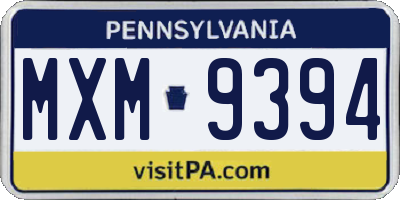 PA license plate MXM9394