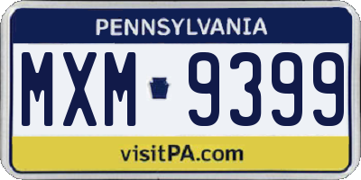 PA license plate MXM9399
