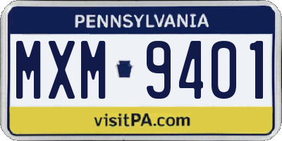 PA license plate MXM9401