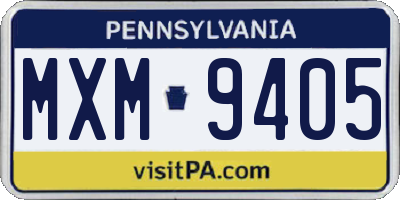 PA license plate MXM9405