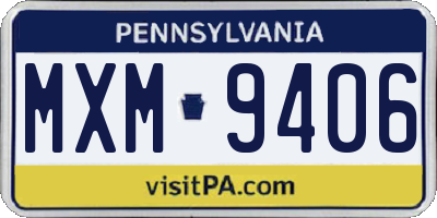 PA license plate MXM9406