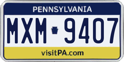 PA license plate MXM9407