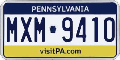 PA license plate MXM9410
