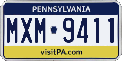 PA license plate MXM9411