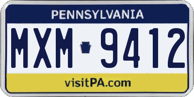 PA license plate MXM9412