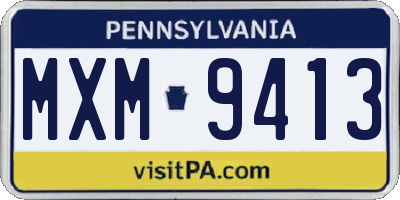 PA license plate MXM9413