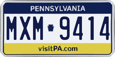 PA license plate MXM9414