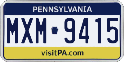 PA license plate MXM9415