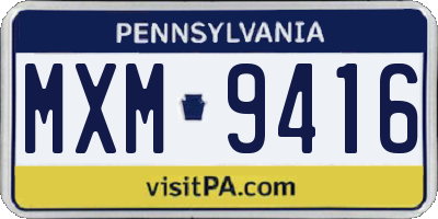 PA license plate MXM9416