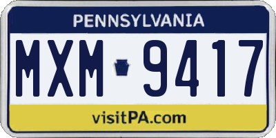 PA license plate MXM9417