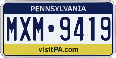 PA license plate MXM9419