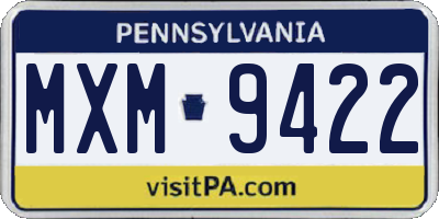 PA license plate MXM9422