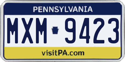 PA license plate MXM9423