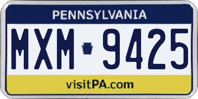 PA license plate MXM9425