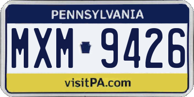 PA license plate MXM9426
