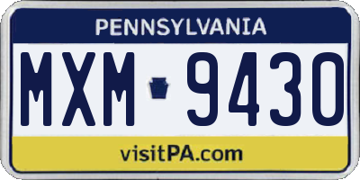 PA license plate MXM9430