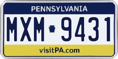 PA license plate MXM9431