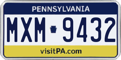 PA license plate MXM9432