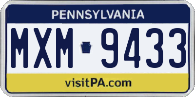 PA license plate MXM9433