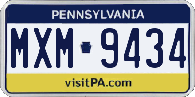 PA license plate MXM9434