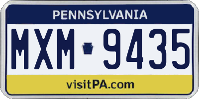 PA license plate MXM9435