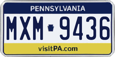 PA license plate MXM9436