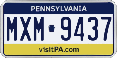 PA license plate MXM9437