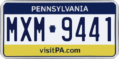 PA license plate MXM9441