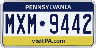 PA license plate MXM9442