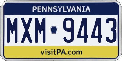 PA license plate MXM9443