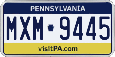 PA license plate MXM9445