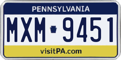 PA license plate MXM9451