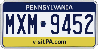 PA license plate MXM9452