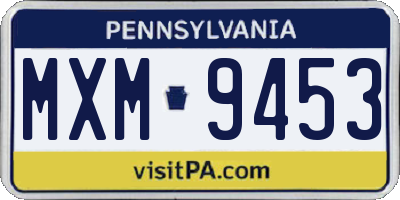 PA license plate MXM9453