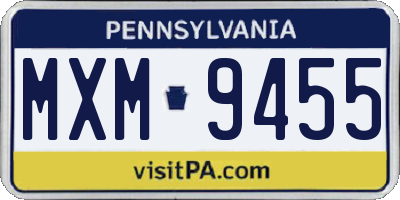 PA license plate MXM9455