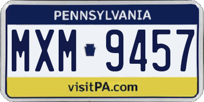 PA license plate MXM9457