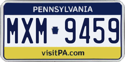 PA license plate MXM9459