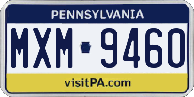 PA license plate MXM9460
