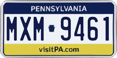 PA license plate MXM9461