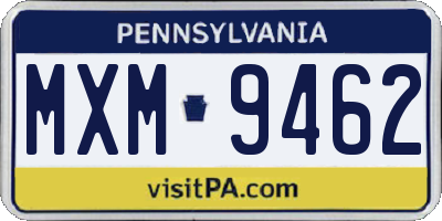 PA license plate MXM9462